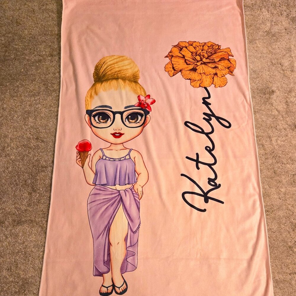HEY KATELYN, here is your Pink Personalized Throw/Beach Blanket